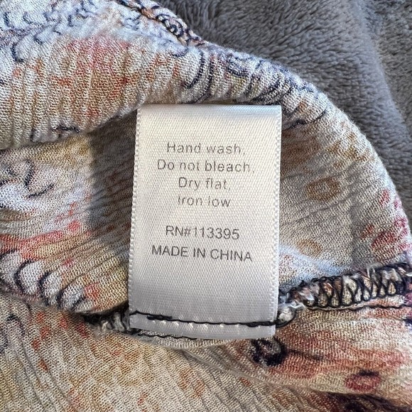 J Roberts Medium Gauze Long Sleeve Boho Hippie Festival Cold Shoulder Top - Picture 9 of 11